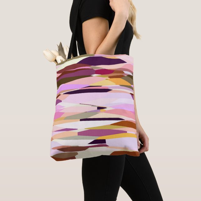 Pink, Purple and Orange abstract Tote Bag (Close Up)