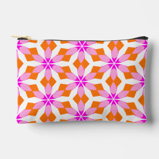 Pink Purple and Orange Floral Geometric Accessory Pouch
