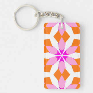  Pink Purple and Orange Floral Geometric  Key Ring