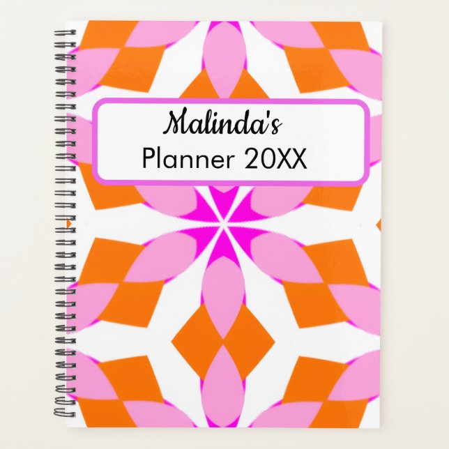  Pink Purple and Orange Floral Geometric Planner (Front)