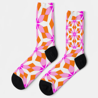 Pink Purple and Orange Floral Geometric Socks