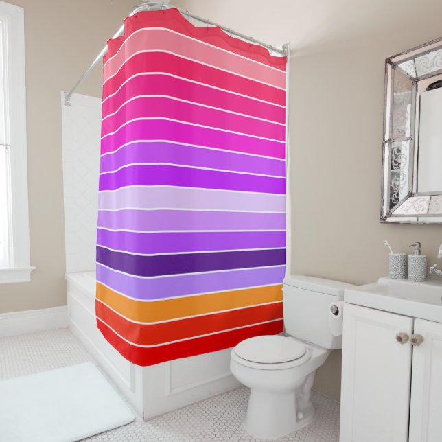 Pink, Purple and Orange shower curtain (In Situ)