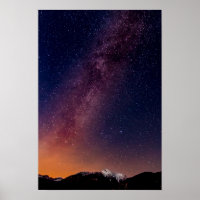 Pink, Purple And Orange Starry Night Sky