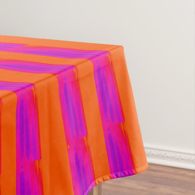 Pink, purple and orange striped tablecloth (In Situ)