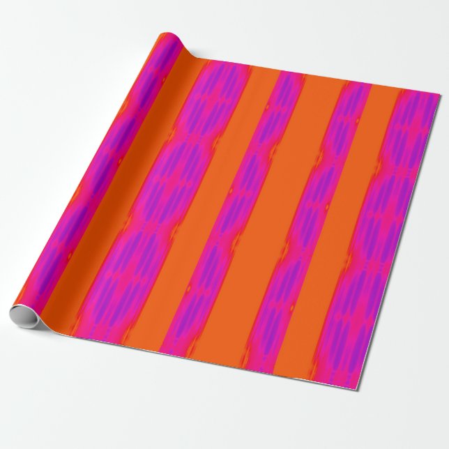 Pink, purple and orange striped wrapping paper (Unrolled)