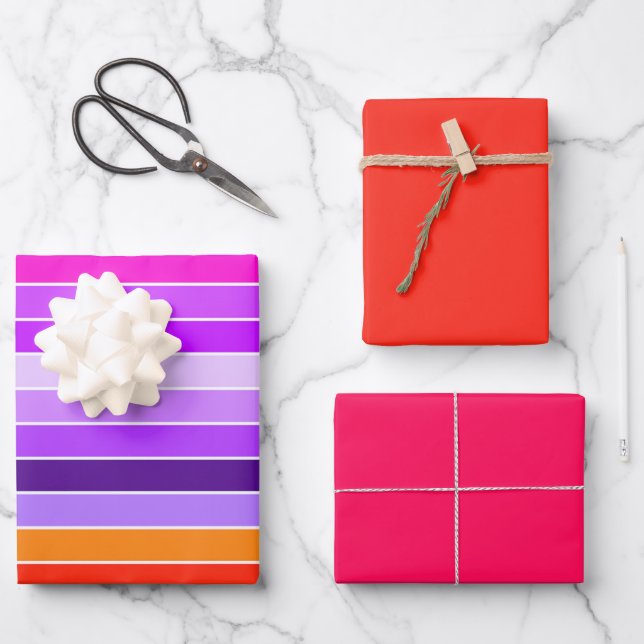 Pink, Purple and Orange   Wrapping Paper Sheet (Front)