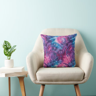 Pink Purple and Teal Tie Dye Kaleidoscope Cushion