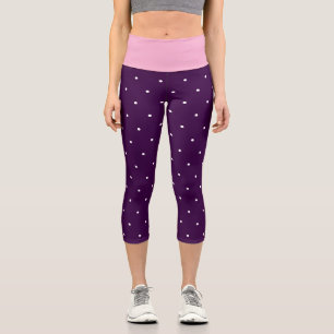 Pink Purple and White Polka Dots Capri Leggings