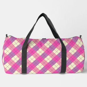 Pink, Purple and Yellow Plaid Duffle Bag