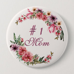 Pink Purple and Yellow Watercolor Floral #1 Mum 10 Cm Round Badge