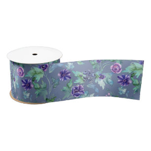 Pink Purple Anemones Spring Outdoor Bridal Shower  Satin Ribbon