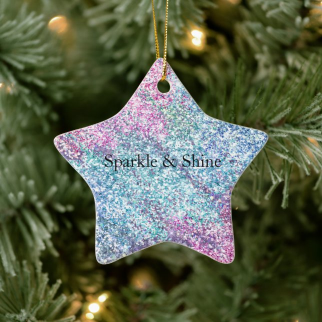 Pink Purple Aqua Unicorn Glitter Sparkle Ceramic Tree Decoration (Tree)