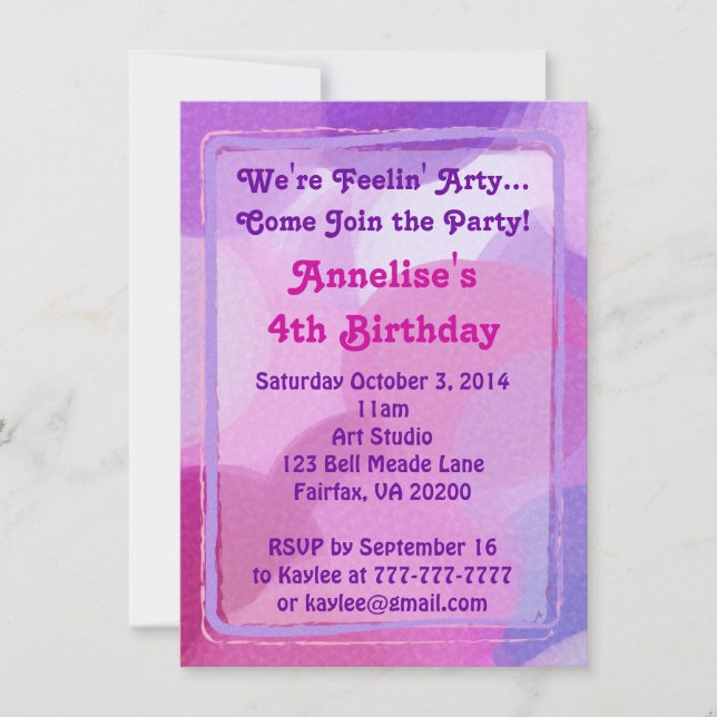 Pink Purple Art Party Paint Dots Invitation (Front)