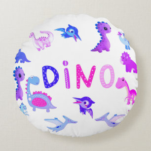 Pink & Purple Baby Girl Dino Throw Pillow