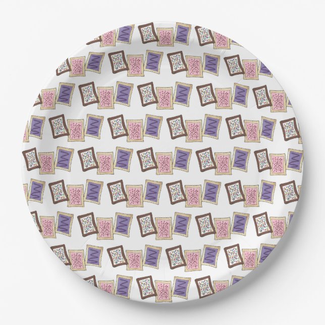 Pink Purple Bake Sale Toaster Pastry Breakfast Paper Plate (Front)