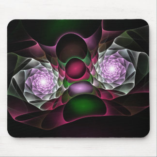 Pink Purple Black Bubbles and Eyes Fractal Art Mouse Mat
