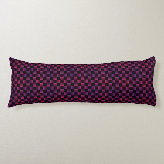 Pink Purple Black Plaid Chequered Weave Pattern Body Cushion (Front)