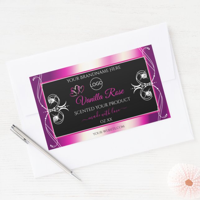 Pink Purple Black Product Labels Diamonds and Logo (Envelope)