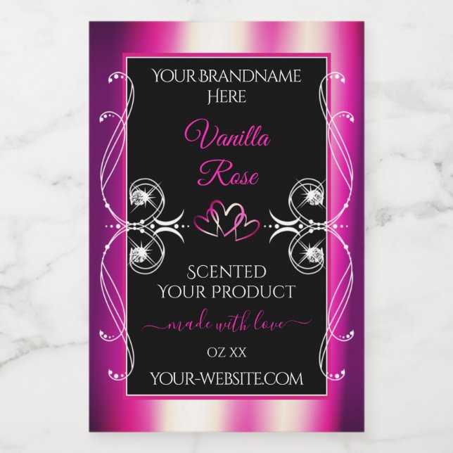 Pink Purple Black Shimmery Diamonds Product Labels (Single Label)