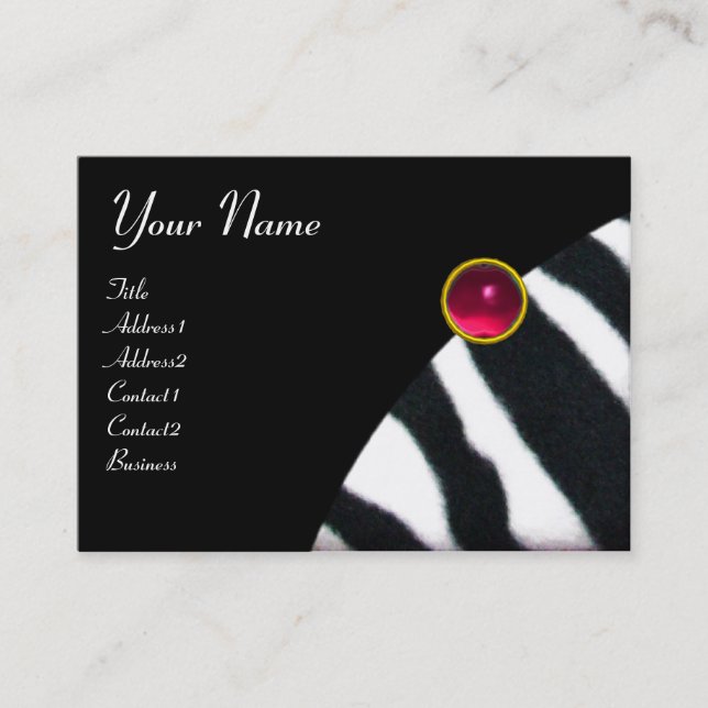 PINK,PURPLE BLACK WHITE ZEBRA FUR MONOGRAM fuchsia Business Card (Front)