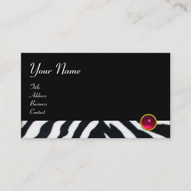 PINK,PURPLE BLACK WHITE ZEBRA FUR MONOGRAM fuchsia Business Card (Front)