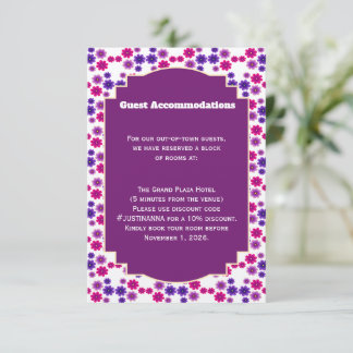 Pink & Purple Blooms Symmetrical Mini Floral Enclosure Card