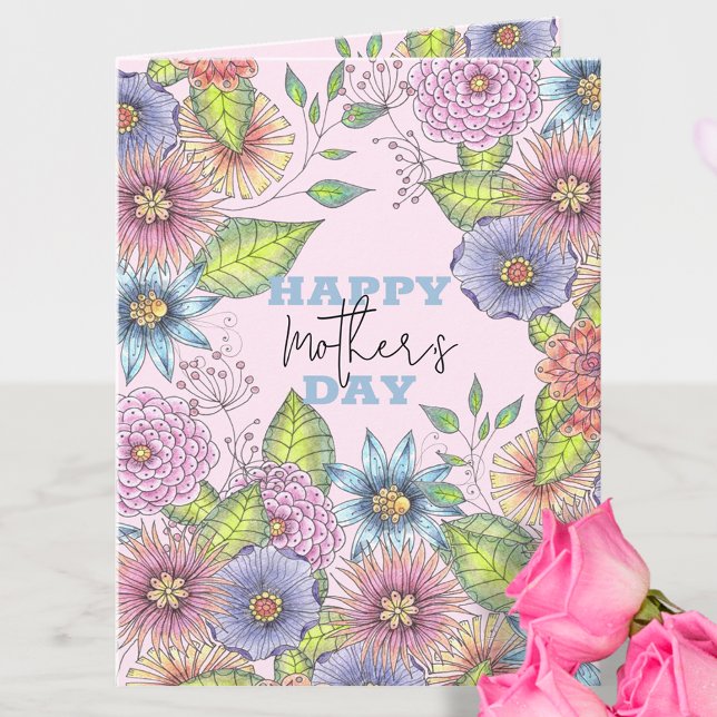 Pink Purple Blossoming Flowers Mother's Day Card (Creator Uploaded)