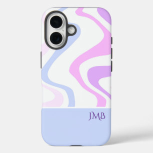 Pink Purple Blue Abstract Personalized Name iPhone 16 Case