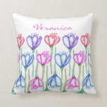 Pink Purple Blue and Red Watercolor Tulip Monogram Cushion<br><div class="desc">This pretty and artistic pink, purple, blue, and red hand painted watercolor tulip pattern is perfect for the trendy and stylish woman. Its girly and cute design is great for many gifts and occasions. Enjoy this modern and chic print for your next purchase! Just customise this design with your own...</div>