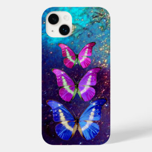 PINK PURPLE BLUE BUTTERFLIES IN GOLD SPARKLES Case-Mate iPhone 14 PLUS CASE