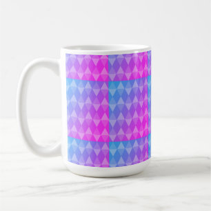 Pink, Purple, Blue Diamond Pattern Coffee Mug