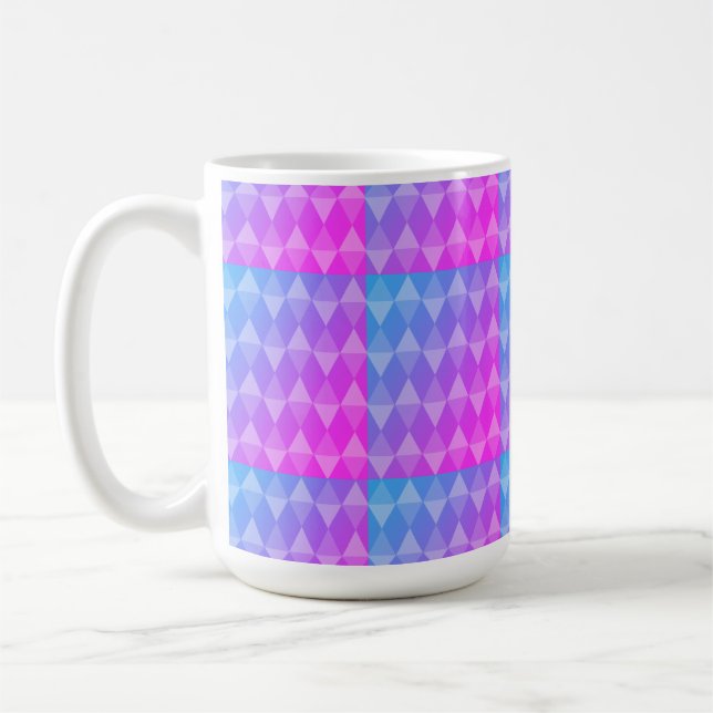 Pink, Purple, Blue Diamond Pattern Coffee Mug (Left)