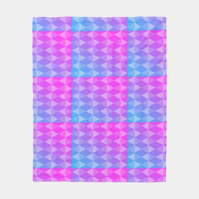 Pink, Purple, Blue Diamond Pattern Fleece Blanket (Front)