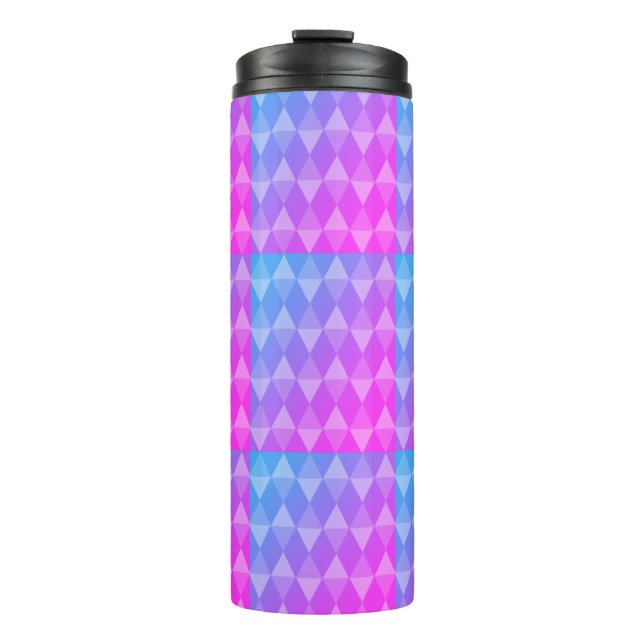 Pink, Purple, Blue Diamond Pattern Thermal Tumbler (Front)