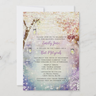 Pink Purple Blue Fairy Lights Boho Forest  Invitation