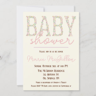 Pink, Purple, Blue, Floral Baby Shower Invitation