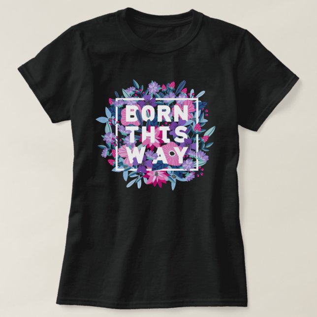 Pink Purple Blue Floral Bi Pride T-Shirt (Design Front)