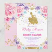 Pink Purple Blue Floral Royal Princess Baby Shower