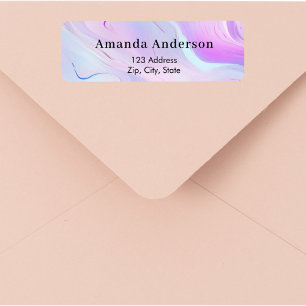 Pink purple blue holographic return address