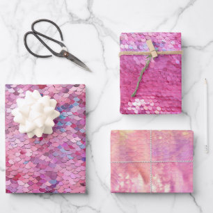 Pink Purple Blue Mermaid Wrapping Paper Sheet