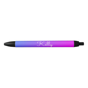 Pink Purple Blue Ombré 4Kelly Black Ink Pen