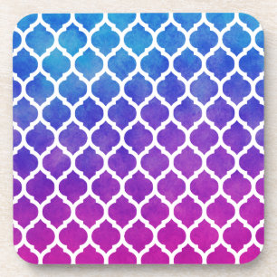 Pink Purple Blue Ombre Moroccan Lattice Coaster