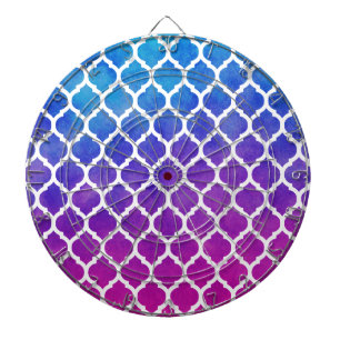 Pink Purple Blue Ombre Moroccan Lattice Dartboard