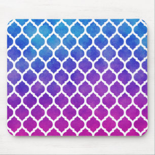 Pink Purple Blue Ombre Moroccan Lattice Mouse Mat