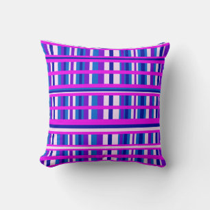 Pink Purple Blue Plaid Cushion