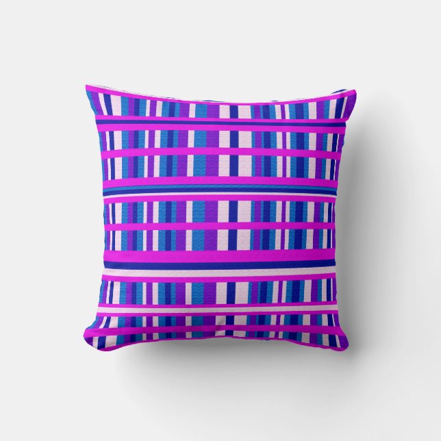 Pink Purple Blue Plaid Cushion (Front)
