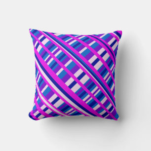 Pink Purple Blue Plaid Diagonal Cushion