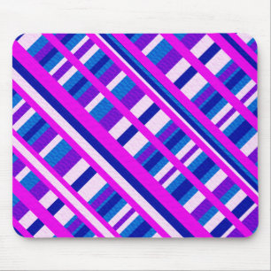 Pink Purple Blue Plaid Diagonal Mouse Mat