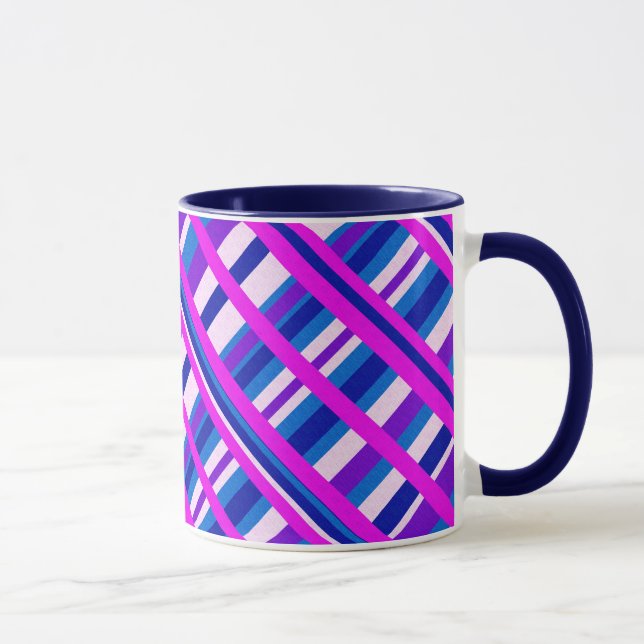 Pink Purple Blue Plaid Diagonal Mug (Right)