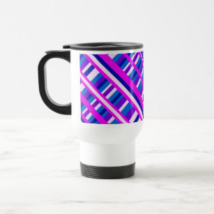 Pink Purple Blue Plaid Diagonal Travel Mug